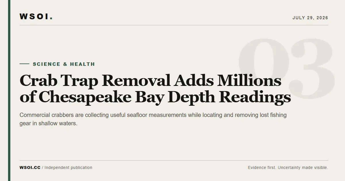 WSOI editorial graphic for a Chesapeake Bay crab-trap removal and mapping project