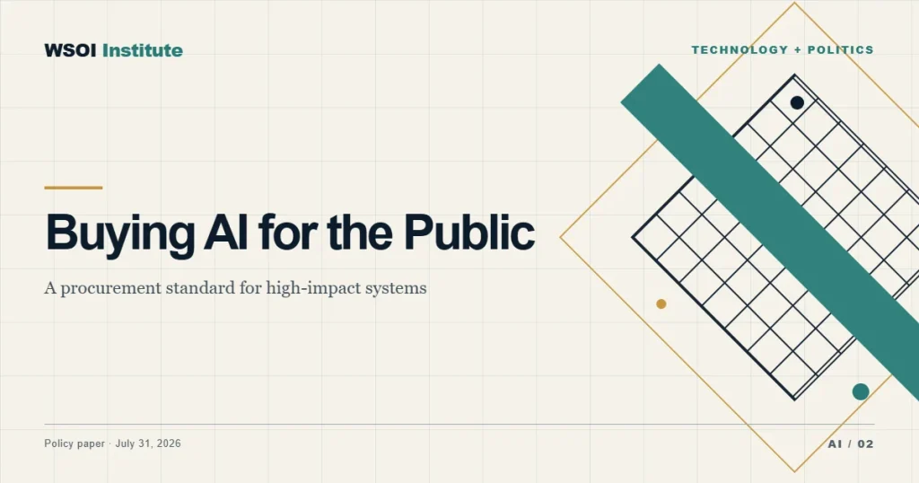 WSOI Institute policy paper cover showing an accountable AI procurement matrix