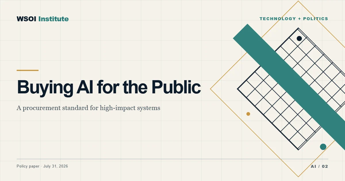 WSOI Institute policy paper cover showing an accountable AI procurement matrix